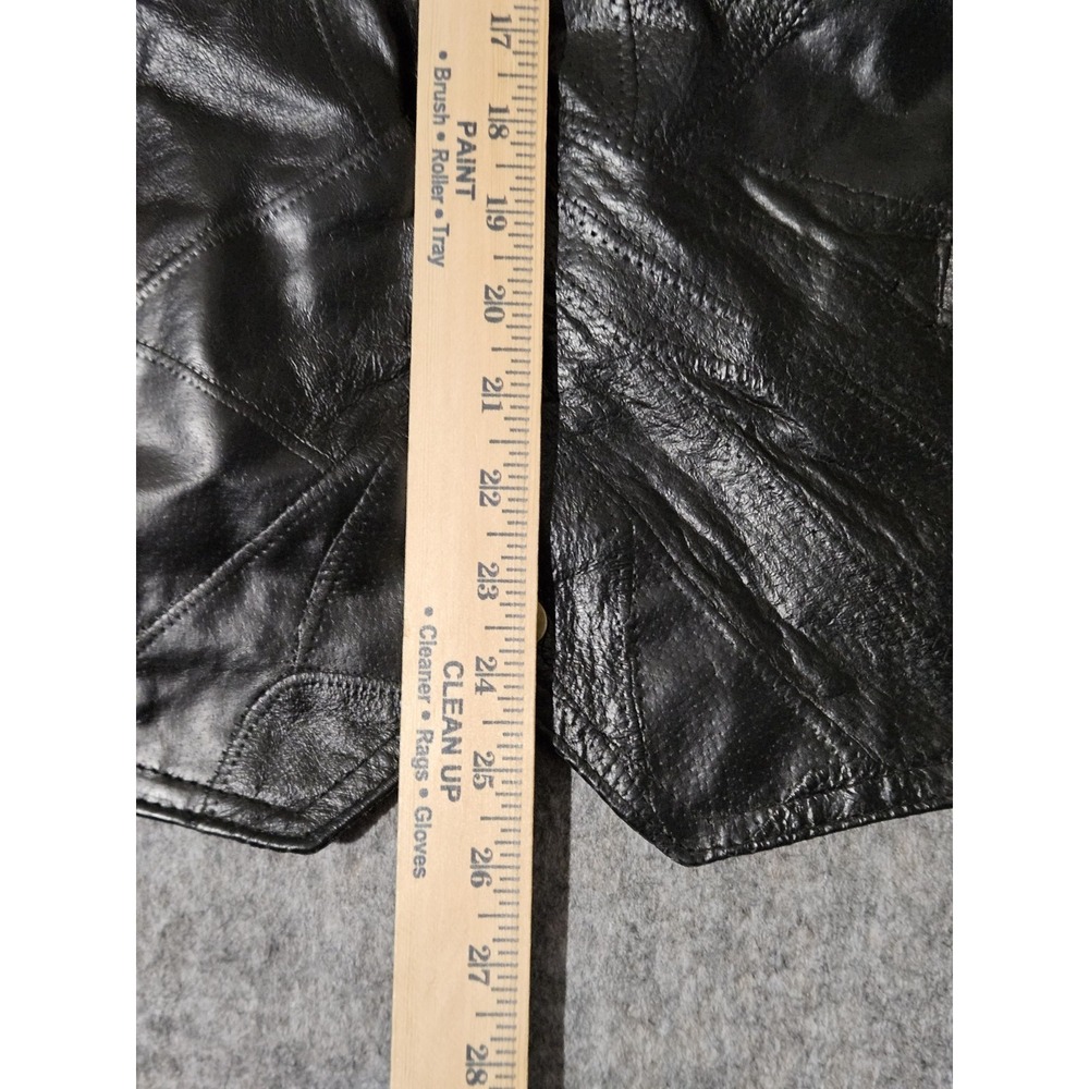 Navarre Leather Company Mens Genuine Leather Black Biker Vest Size 2X - Picture 4 of 5